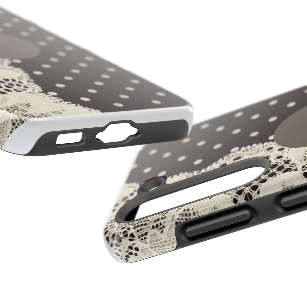 Vintage Lace Polka Dot Tough Phone Case — "love" Accent