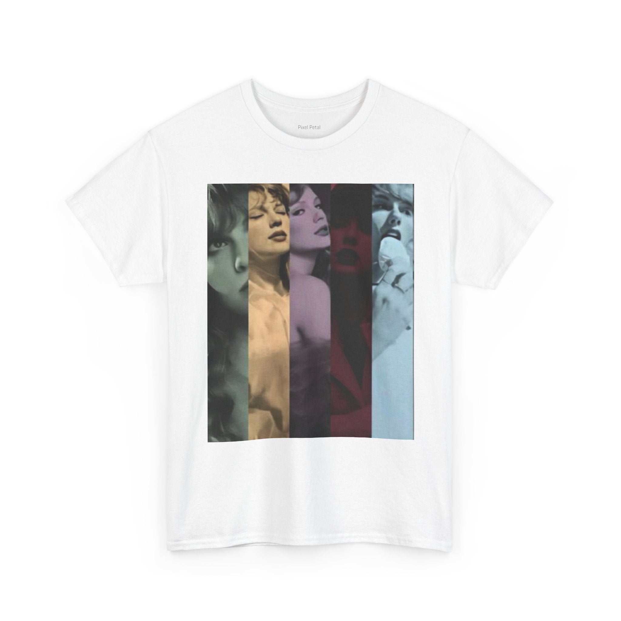Retro Film Portraits Tee — Vintage Color-Strip Pop star T-Shirt