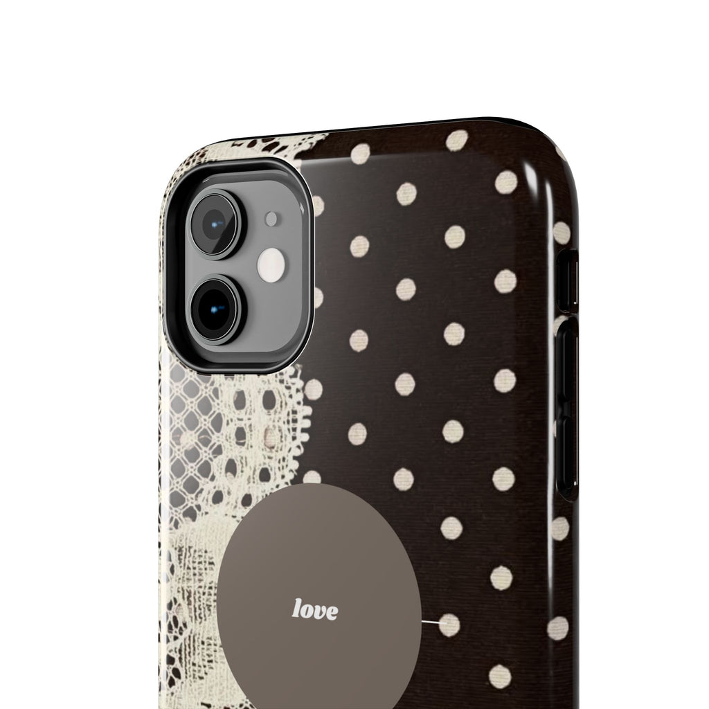 Vintage Lace Polka Dot Tough Phone Case — "love" Accent