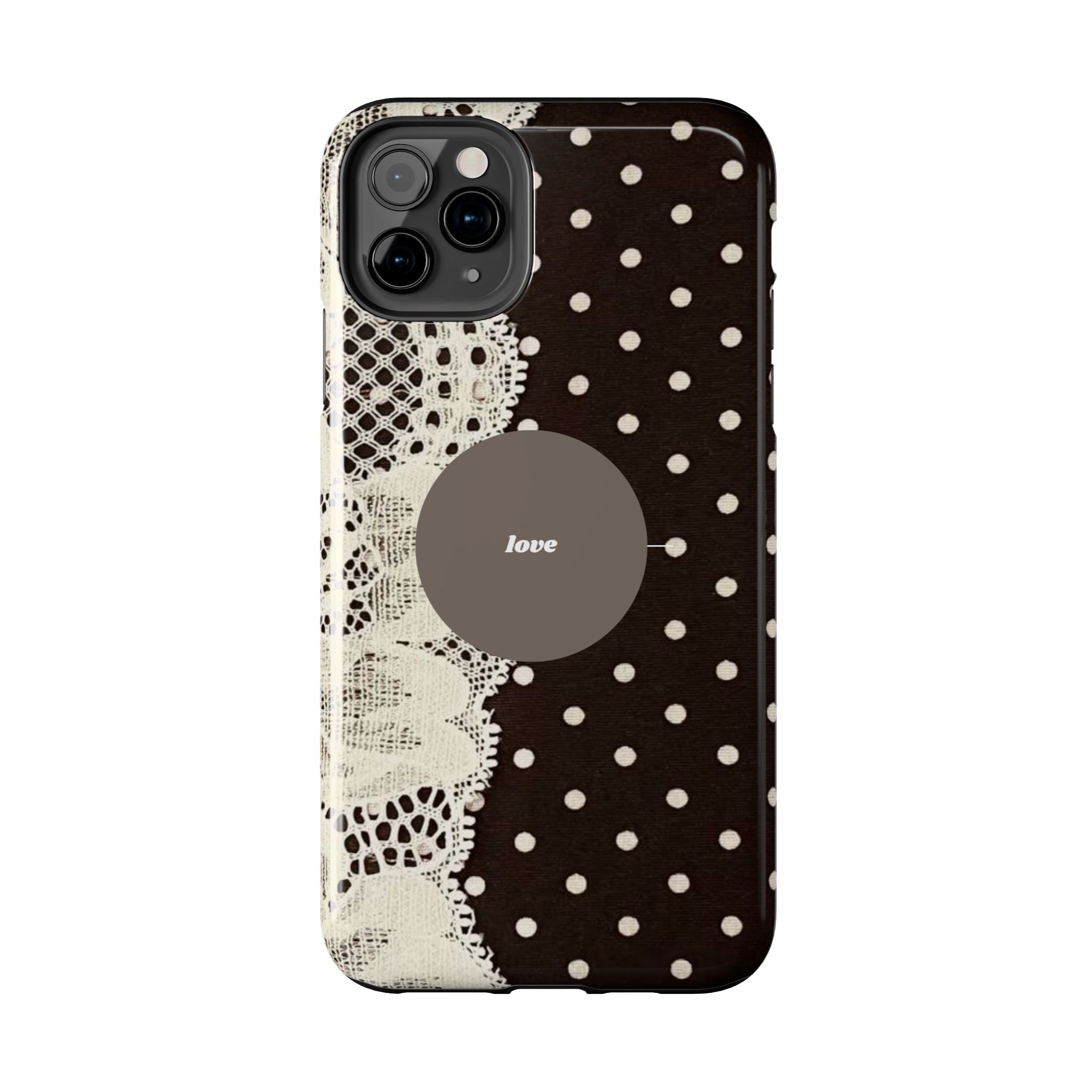 Vintage Lace Polka Dot Tough Phone Case — "love" Accent