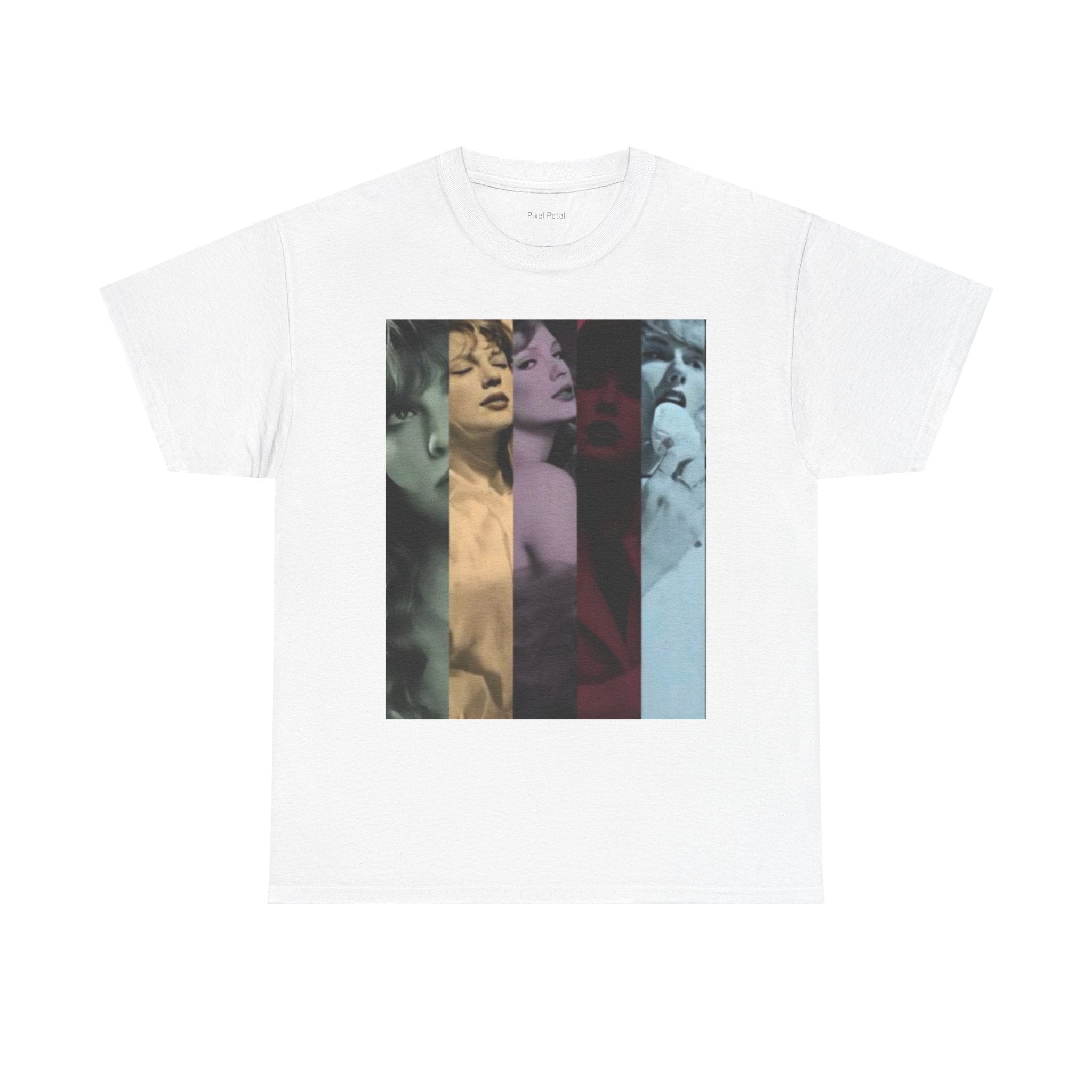 Retro Film Portraits Tee — Vintage Color-Strip Pop star T-Shirt