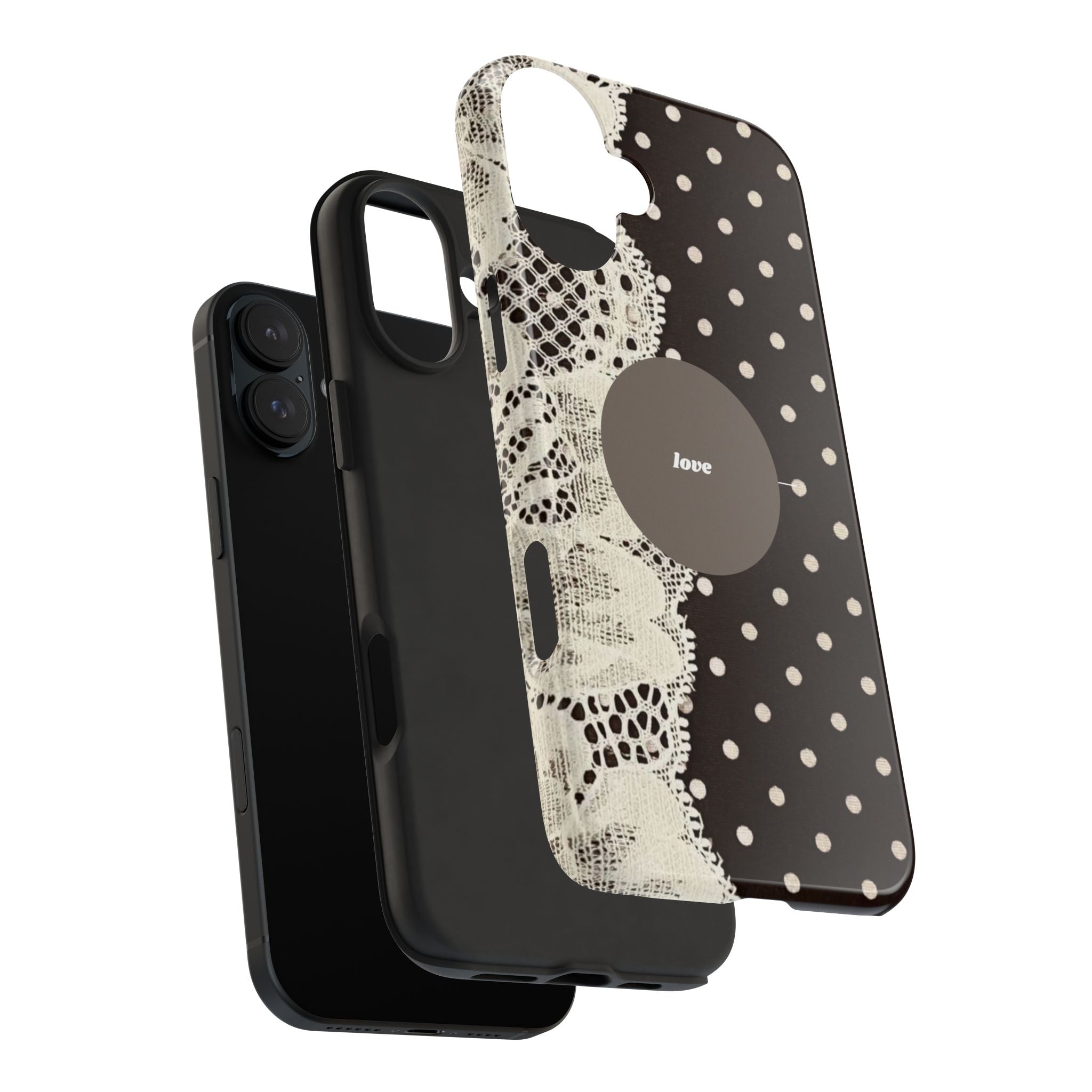 Vintage Lace Polka Dot Tough Phone Case — "love" Accent