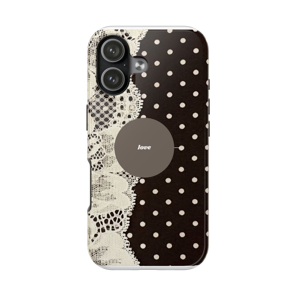 Vintage Lace Polka Dot Tough Phone Case — "love" Accent