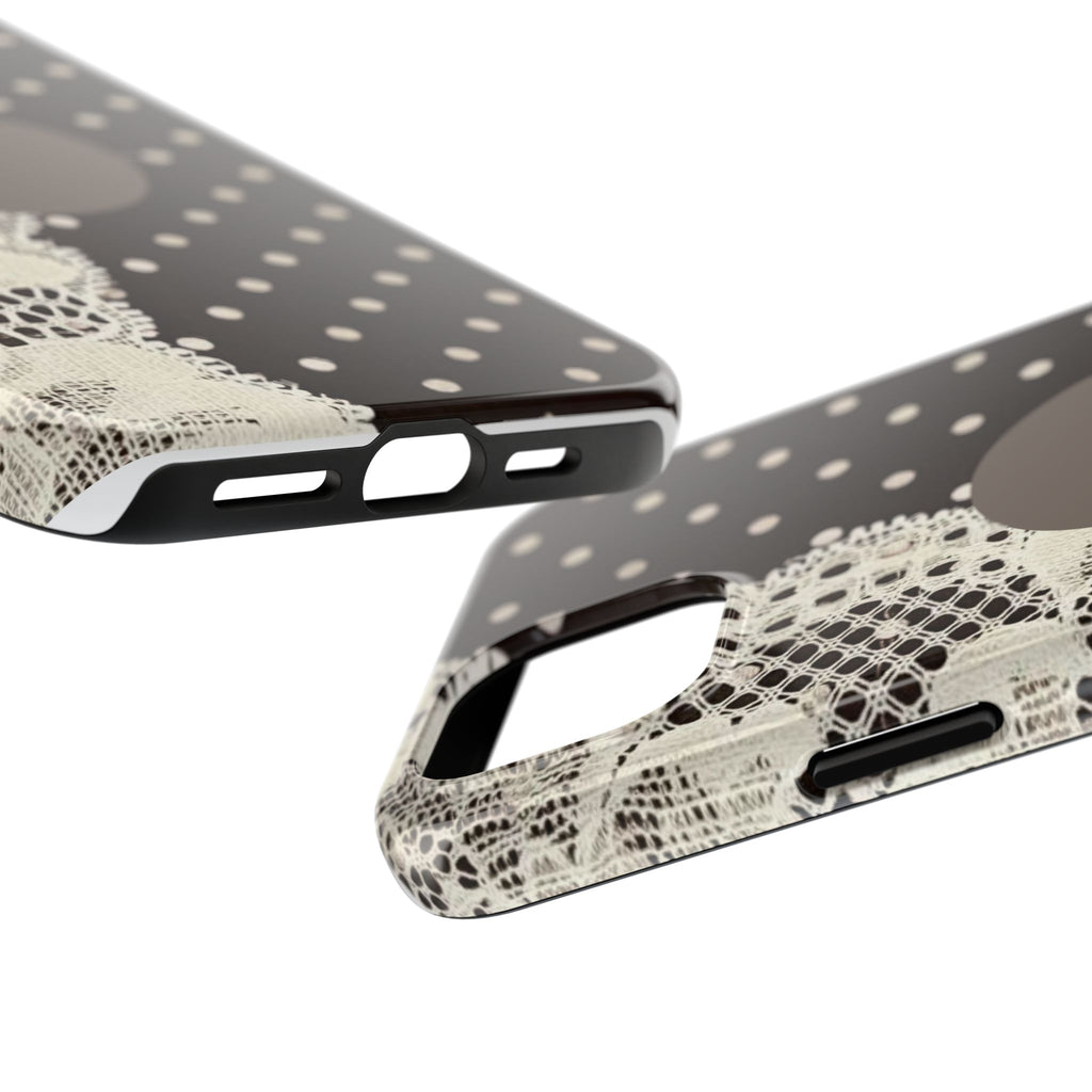 Vintage Lace Polka Dot Tough Phone Case — "love" Accent