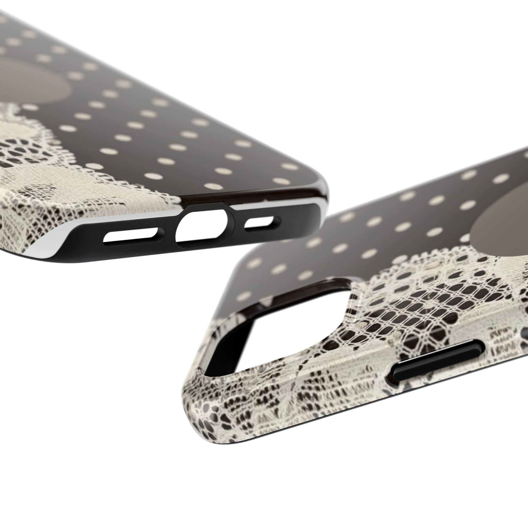 Vintage Lace Polka Dot Tough Phone Case — "love" Accent