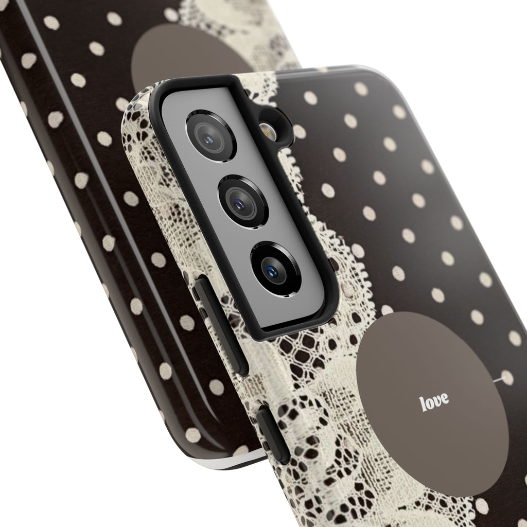 Vintage Lace Polka Dot Tough Phone Case — "love" Accent
