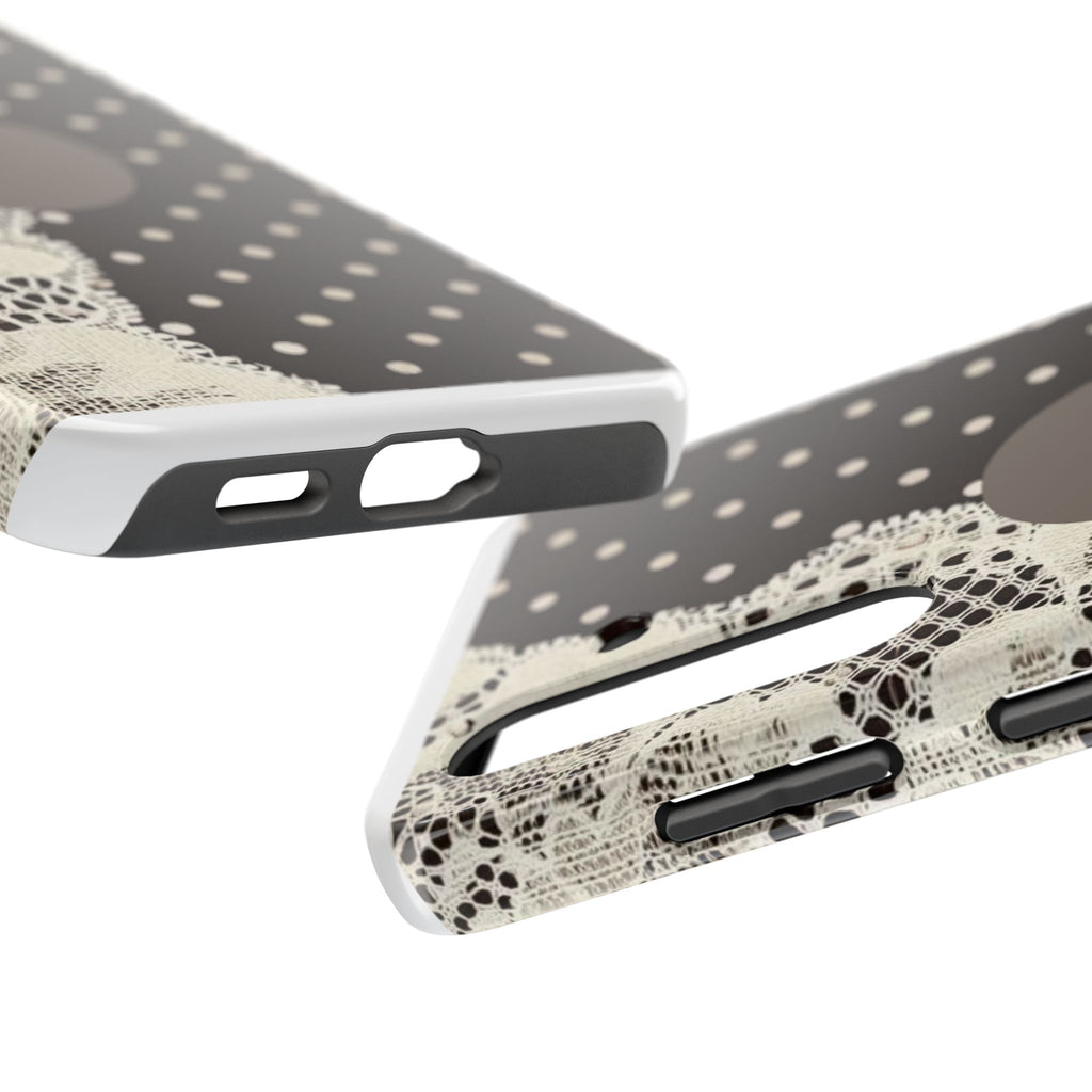 Vintage Lace Polka Dot Tough Phone Case — "love" Accent